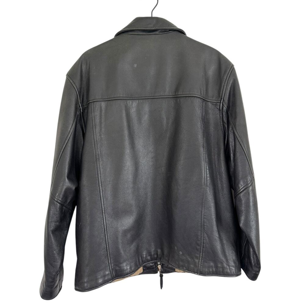 Vintage‎ Dockers Black Zip Front Leather Jacket Large / XL 90s Y2K Oversized - Picture 10 of 16